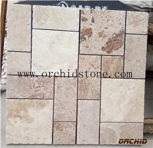 Beige Travertine Tiles ,Beige Travertine French Flooring Tiles,Beige Travertine Wall Covering Jumbo Pattern, Travertine Flooring Tiles