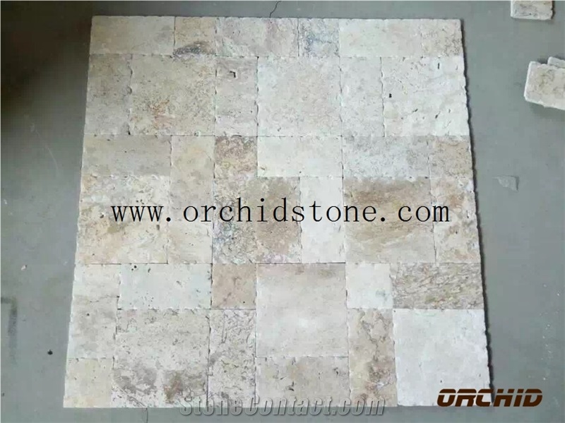 Cheap Travertine Tiles , Beige Travertine Floor Paving Stone , Natural Travetine Stone Tiles Pattern Design