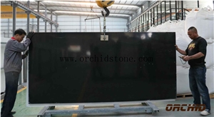 Pure Black Quartz Stone Slabs,Plain Black Quartz Surface Slabs,Black Engineered Stone,Solid Surface,Caesarstone,Cambria Quartz Stone
