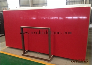 Pure Red Quartz Stone Slabs,Plain Red Quartz Surface Slabs,Solid Surface,Engineered Stone