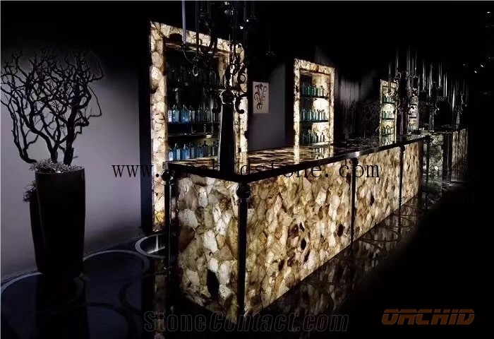 Semi Precious Stone Smoky Quartz for Translucent Countertops,Work Tops,Reception Tops,Gemstone Backlit Reception
