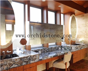Semiprecious Stone Agate Grey Backlit Decorative Countertops,Vanity Tops,Bathroom Countertops