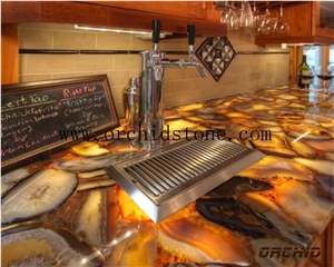 Yellow Agate Semi Precious Stone Translucent Hotel Reception Countertops,Yellow Gemstone Backlit Tops,Worktops,Dinning Table Top