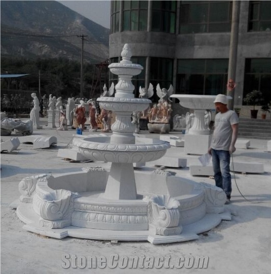 3 Tiers Yellow Limestone Large Garden Water Fountain, Outdoor Fountain