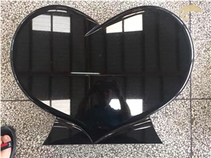 Absolute Black Heart Headstone Granite Heart Tombstone for Cemetery