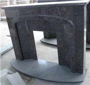 Antique Granite Fireplace/ Tan Brown Fireplace Hearth Surround/ Natural Stone Fireplace