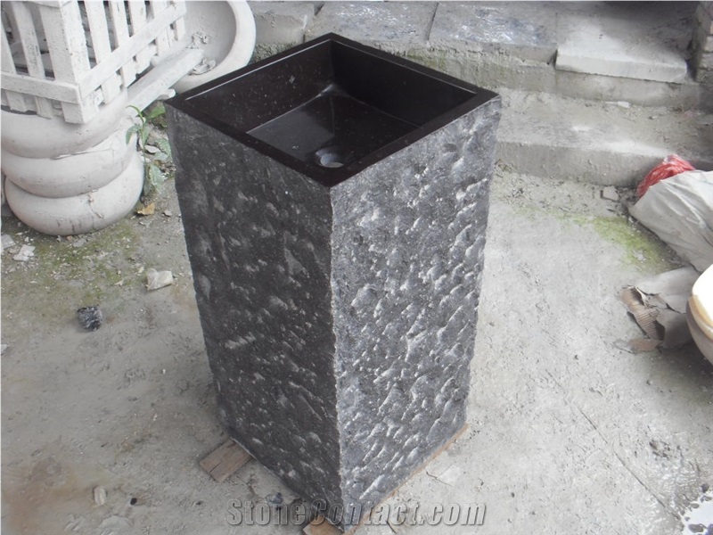 Artificial Marble Pedestal Basins Round Manmade Stone Sink for Bathroom