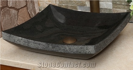 Black Granite Square Wash Basin/ Bathroom Sink/ White Onyx Sink