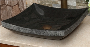 Black Granite Square Wash Basin/ Bathroom Sink/ White Onyx Sink