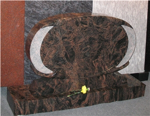 China Brown Granite Monuments Engraved Tombstone Design, Single Gravestone