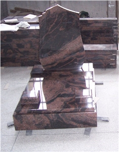 China Brown Granite Monuments Engraved Tombstone Design, Single Gravestone