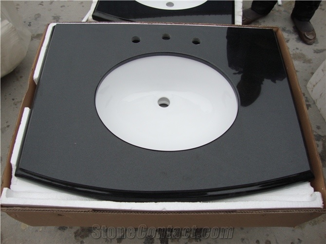 China G684 Black Granite Polished Countertop, Black Granite Countertop