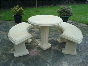 China Supplier Cheap Natural Stone Garden Bench Set, Exterior Furniture Outdoor Chairs