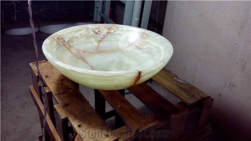 Custom Design Green Onyx Wash Hand Basin, Vessel Sink