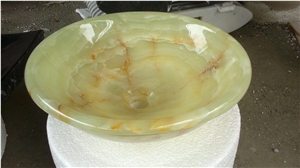 Custom Design Green Onyx Wash Hand Basin, Vessel Sink