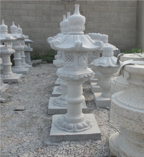 High Quality Oriental Grey Granite Stone Lantern for Landscaping Park Dector Lantern