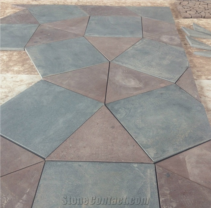 Landscaping Stones Red Porphyry Cobbles, Exterior Paving Stone Floor Covering