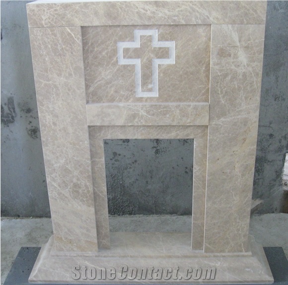 Light Emperador Marble Fireplace/ Scupltured Fireplace Decorating