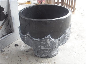 Manchu Caviar Blue Limestone Honed Face Pedestal Sink for Exterior Decoration