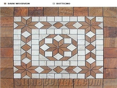 Marble Mosaic Floor Medallion, Waterjet Mosaic Medallion Dark Emperador Marble Mosaic