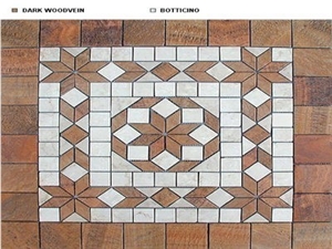 Marble Mosaic Floor Medallion, Waterjet Mosaic Medallion Dark Emperador Marble Mosaic