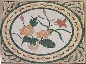 Marble Mosaic Floor Medallion, Waterjet Mosaic Medallion Dark Emperador Marble Mosaic