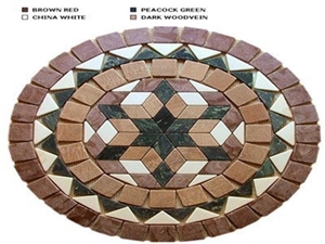 Marble Mosaic Floor Medallion, Waterjet Mosaic Medallion Dark Emperador Marble Mosaic