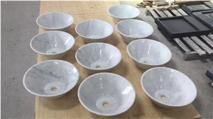 Marble Stone Vessel Sinks Bianco Carrara Oval Sink for Bathroom Sink
