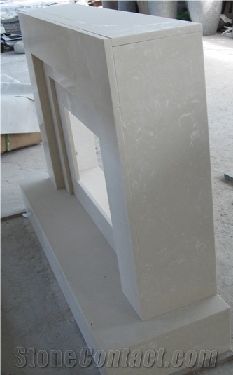 Moon Beige Marble Fireplace Insert / Fireplace Design Hearth Surround