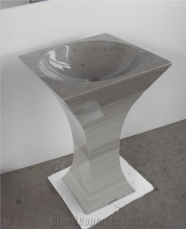 Natural Split Finish G654 Black Granite Pedestal Basin, Vessel Sink for Bathroom Use