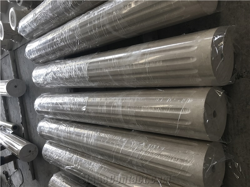 Natural Stone Beige Marble Column Base/ Architectured Roman Column