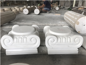 Natural Stone Column Base, Beige Marble Roman Coulumn