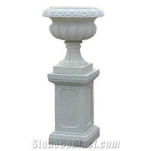 Natural Stone Granite Flower Pot, Exterior Sculptured Flowerpot for Garden Decoration