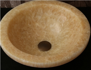 Round Bowl/ Yellow Onyx Basin/ Bathroom Wash Sink