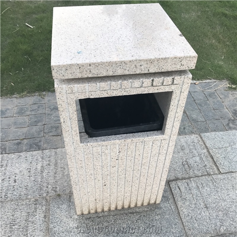 Rusty Granite Stone Dustbin for Garden Design, Exterior Stone Furniture, Landscape Stone