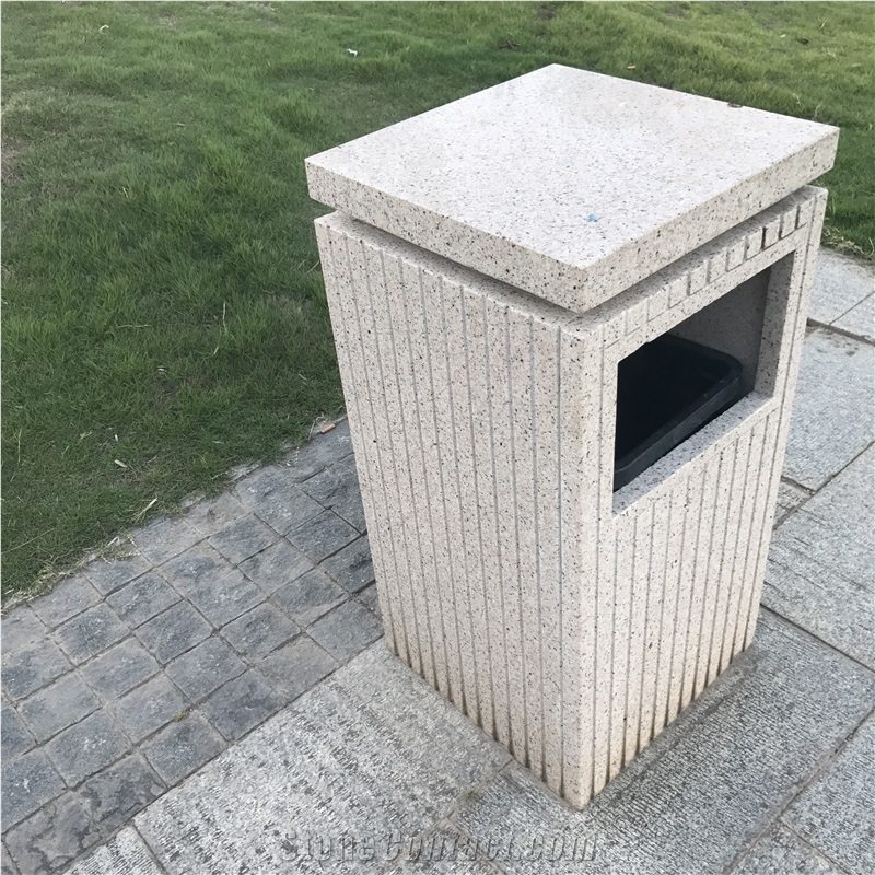 Rusty Granite Stone Dustbin for Garden Design, Exterior Stone Furniture, Landscape Stone