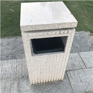 Rusty Granite Stone Dustbin for Garden Design, Stone Furniture Exterior Landscaping Stone