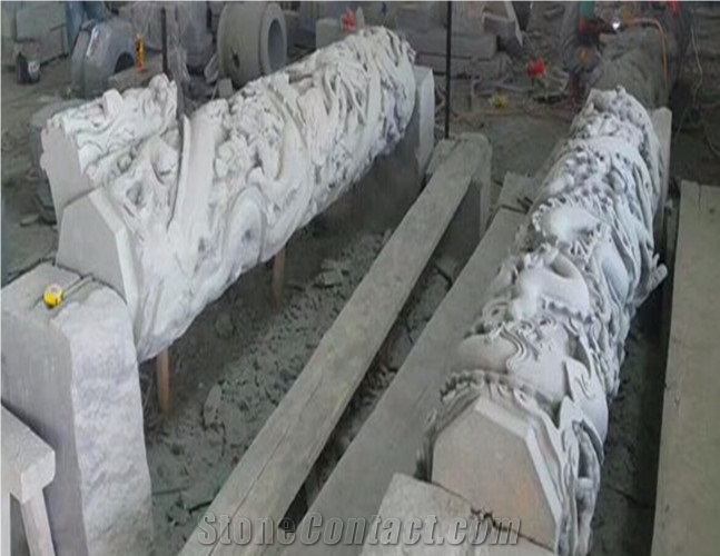 Sculptured Column, G603 Sesame Grey Granite Column for Garden Decoration