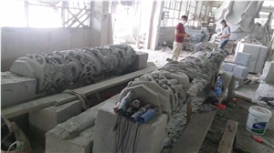 Sculptured Column, G603 Sesame Grey Granite Column for Garden Decoration
