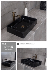 Square Shape Nero Marquina Sink / Handmade Bathroom Basin