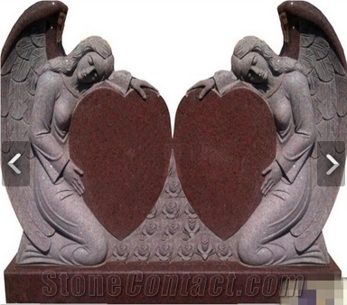 Western Style Granite Gravestone / Heart Shaped Natural Stone Monument