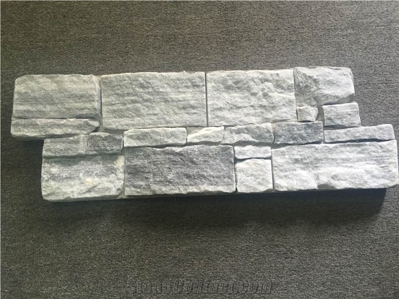 White Cloudy Marble Wall Cladding, Split Face Culture Stone