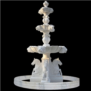 White Granite Sculptured Water Fountain, Landscaping Waterfall Fountain for Park