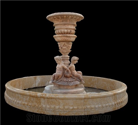 White Marble Waterfall Fountain, Garden Fountain Rolling Atmosphere Balls