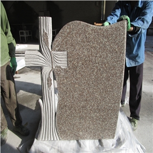 China Granite G664 Cross Shape Headstone,Misty Brown Tombstone