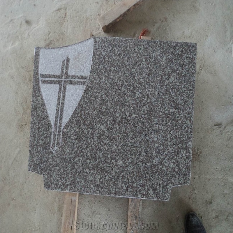 China Granite G664 Cross Shape Headstone,Misty Brown Tombstone