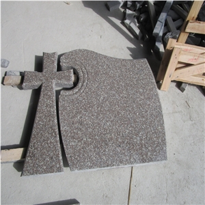 China Granite G664 Cross Shape Headstone,Misty Brown Tombstone