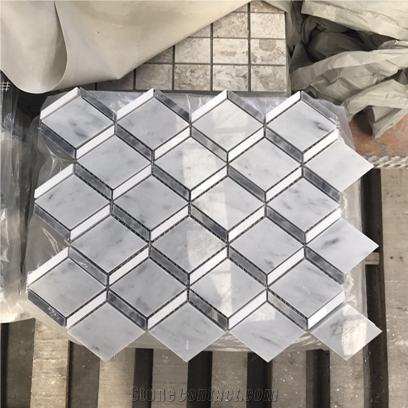 Italian Bianco White Marble Mosaic Pattern,Wall Decoration Tiles