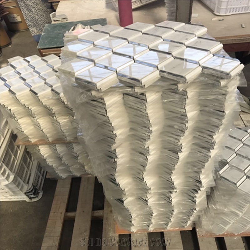 Italian Bianco White Marble Mosaic Pattern,Wall Decoration Tiles