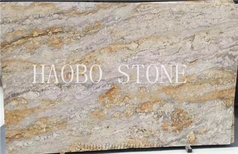 China Factory Best Price Good Service Natural Stone Quarry Wholesale Exotic River Gold Granite Slab with Iso9001